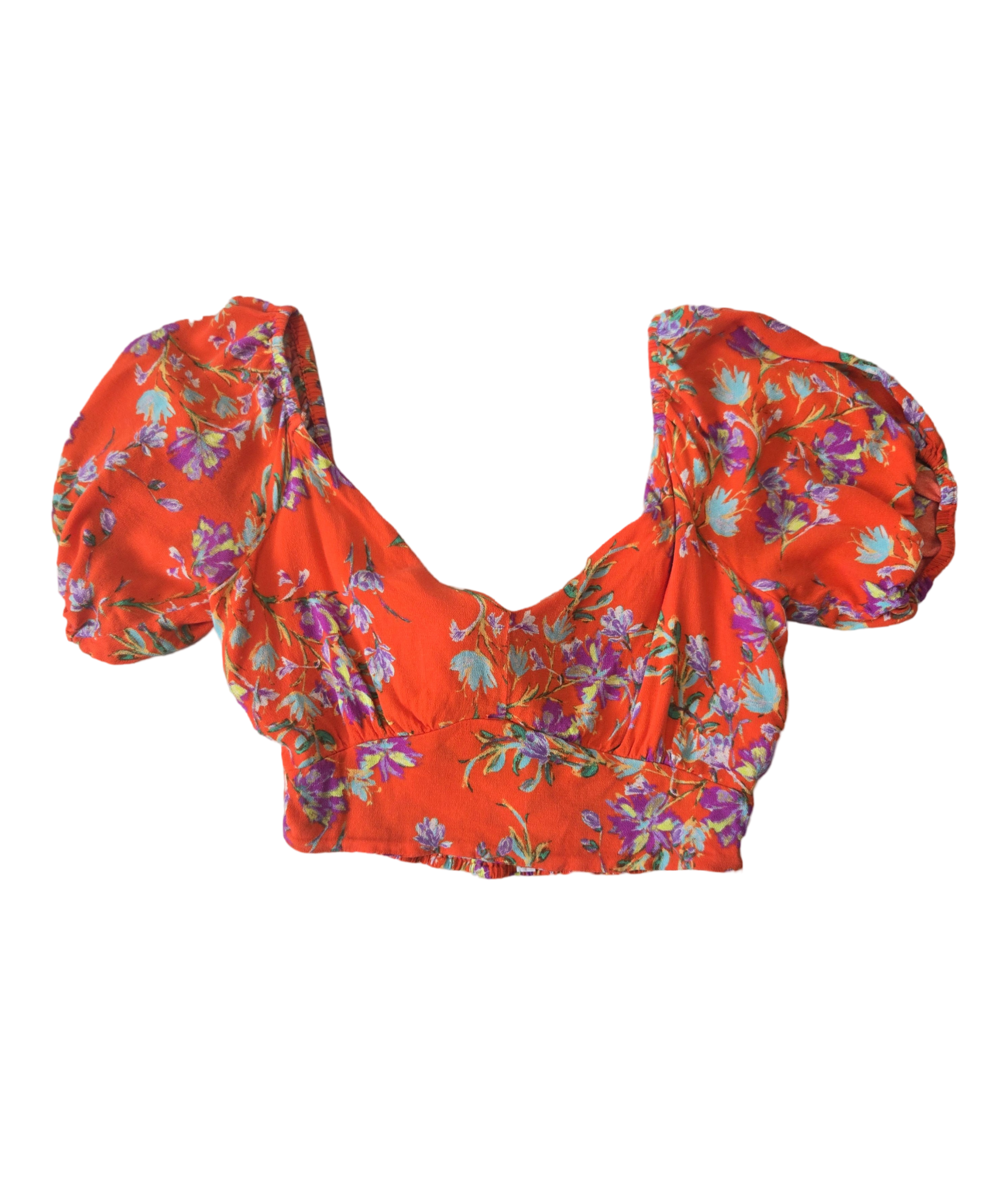 Orange Print Crop Top