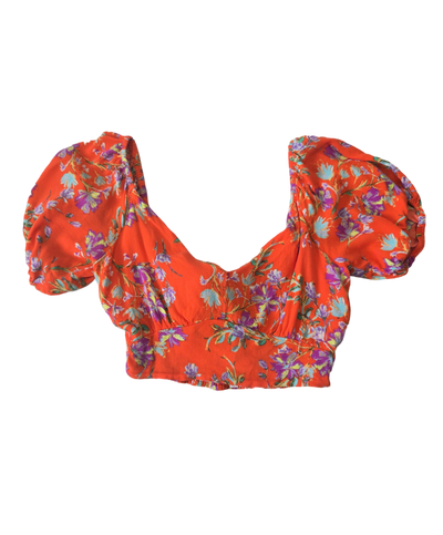 Orange Print Crop Top