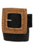 Wood Square Buckle Woven Straw Stretch Belt