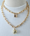 Gold Padlock & Ball Layering Necklace