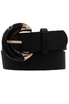 Crescent Buckle Basket Weave Strap Belt