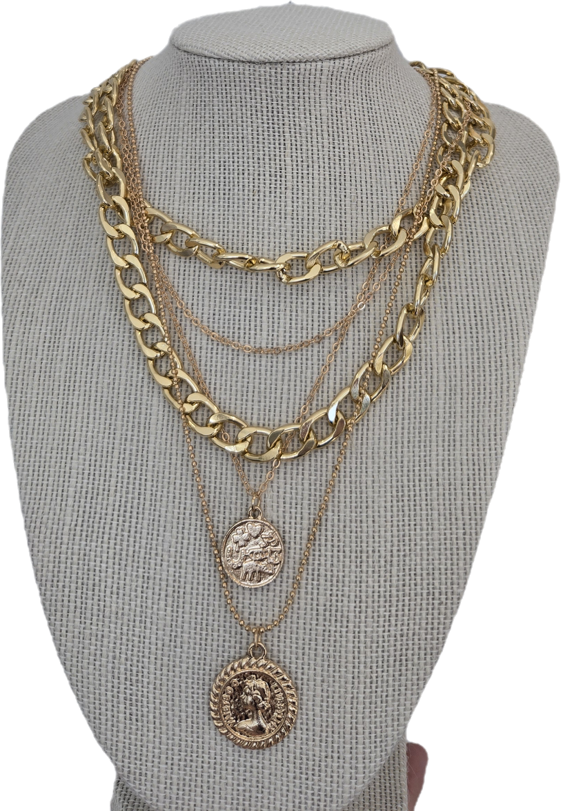 Coins and Chains Layering Necklace