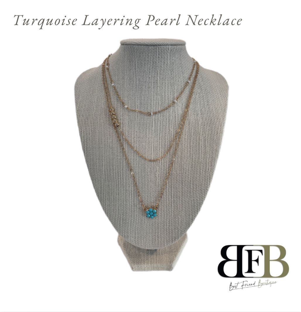 Turquoise Layering Pearl Necklace