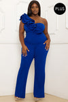 Royal Blue Ruffle Plus Jumpsuit