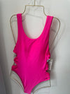 Solid color swimsuit crossed at the sides