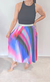 Rainbow Color Print Pleated Skirt