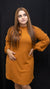 Terracota Puff sleeved midi dress with texture